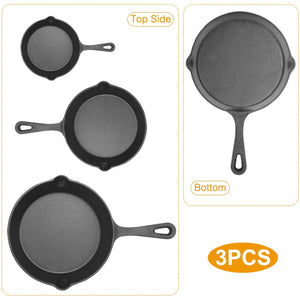Discover the Versatility of the 3Pcs Pre-Seasoned Cast Iron Skillet Set