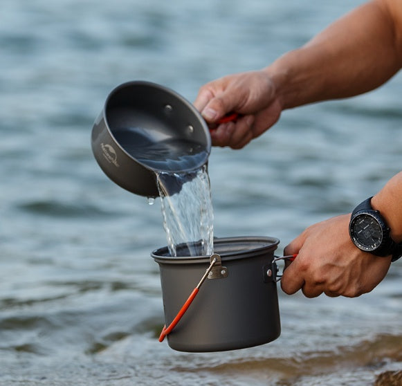 Portable Four-in-One Aluminum Cookware Set for Camping