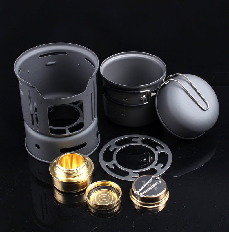 Compact Stainless Steel Camping Cookware Set for Outdoor Adventures