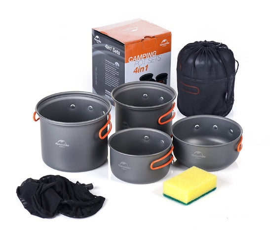 Portable Four-in-One Aluminum Cookware Set for Camping